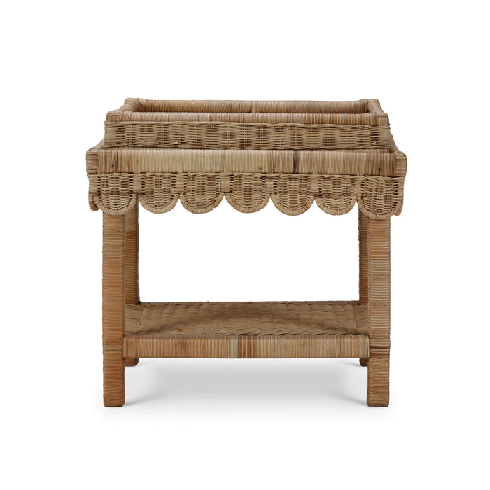 Bramble - Scallop Rattan Side Table w/ Tray in Natural - BR-28288RNAT----- - GreatFurnitureDeal