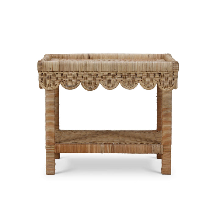 Bramble - Scallop Rattan Side Table w/ Tray in Natural - BR-28288RNAT----- - GreatFurnitureDeal