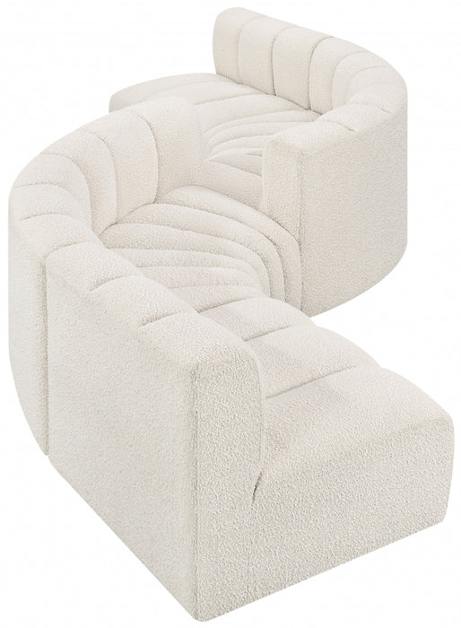 Meridian Furniture - Arc Boucle Leather 6 Piece Modular Sectional in Cream - 102Cream-S6D