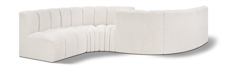 Meridian Furniture - Arc Boucle Leather 6 Piece Modular Sectional in Cream - 102Cream-S6D