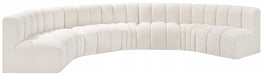 Meridian Furniture - Arc Boucle Leather 7 Piece Modular Sectional in Cream - 102Cream-S7B - GreatFurnitureDeal