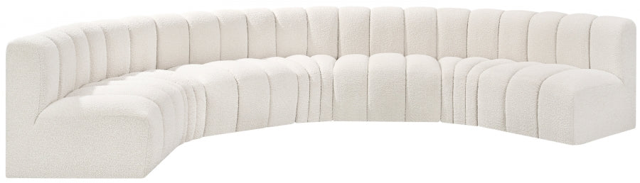 Meridian Furniture - Arc Boucle Leather 7 Piece Modular Sectional in Cream - 102Cream-S7B - GreatFurnitureDeal