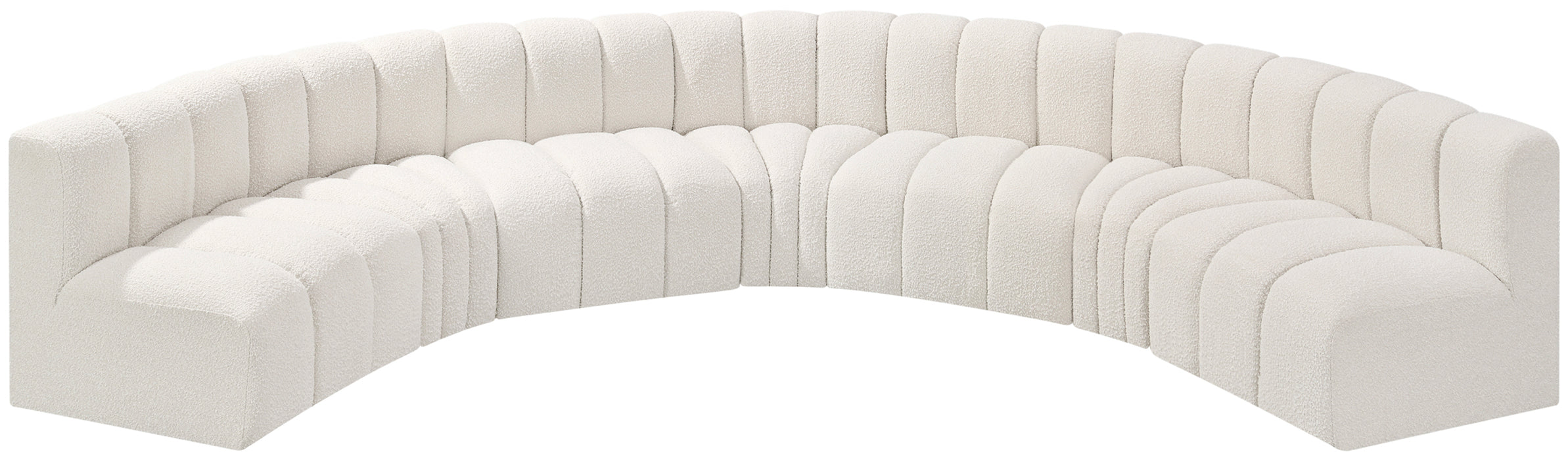 Meridian Furniture - Arc Boucle Leather 7 Piece Modular Sectional in Cream - 102Cream-S7B - GreatFurnitureDeal