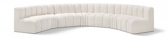 Meridian Furniture - Arc Boucle Leather 7 Piece Modular Sectional in Cream - 102Cream-S7B - GreatFurnitureDeal