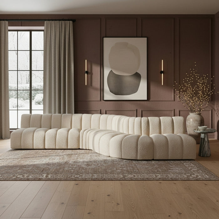 Meridian Furniture - Arc 170" Boucle Fabric Upholstered 7 Piece Modular Sectional - 102Cream-S7C - GreatFurnitureDeal