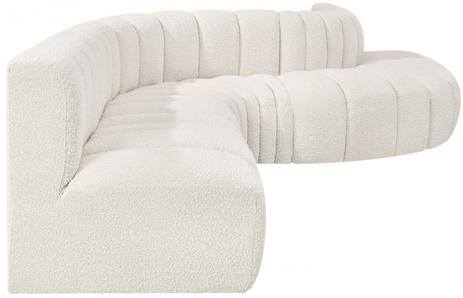 Meridian Furniture - Arc 170" Boucle Fabric Upholstered 7 Piece Modular Sectional - 102Cream-S7C - GreatFurnitureDeal