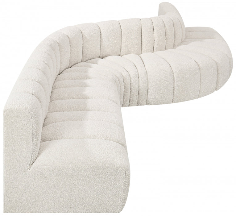 Meridian Furniture - Arc 170" Boucle Fabric Upholstered 7 Piece Modular Sectional - 102Cream-S7C - GreatFurnitureDeal