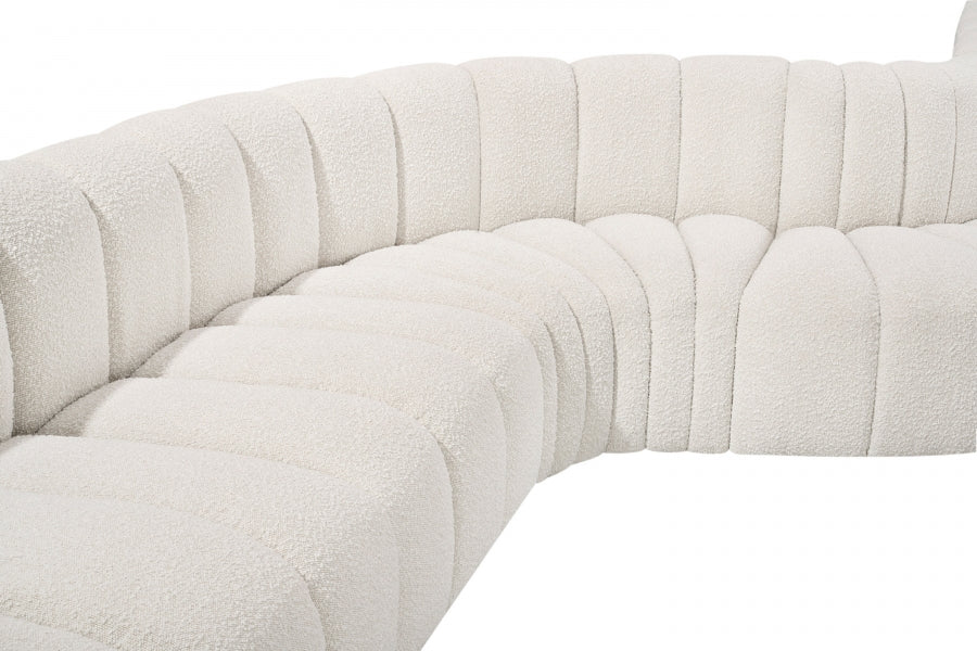 Meridian Furniture - Arc 170" Boucle Fabric Upholstered 7 Piece Modular Sectional - 102Cream-S7C - GreatFurnitureDeal