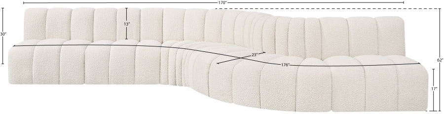 Meridian Furniture - Arc 170" Boucle Fabric Upholstered 7 Piece Modular Sectional - 102Cream-S7C - GreatFurnitureDeal