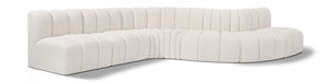 Meridian Furniture - Arc 170" Boucle Fabric Upholstered 7 Piece Modular Sectional - 102Cream-S7C - GreatFurnitureDeal