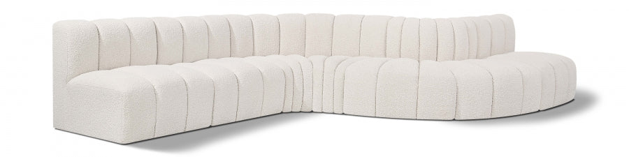 Meridian Furniture - Arc 170" Boucle Fabric Upholstered 7 Piece Modular Sectional - 102Cream-S7C - GreatFurnitureDeal