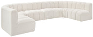 Meridian Furniture - Arc Boucle Leather 8 Piece Modular Sectional in Cream - 102Cream-S8A - GreatFurnitureDeal