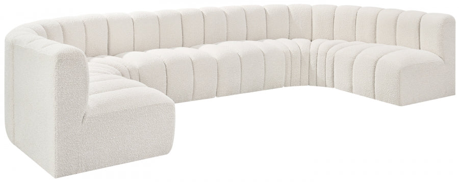 Meridian Furniture - Arc Boucle Leather 8 Piece Modular Sectional in Cream - 102Cream-S8A - GreatFurnitureDeal