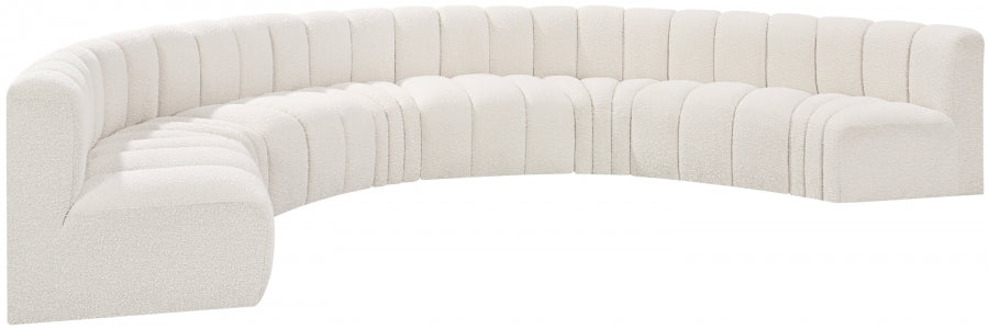 Meridian Furniture - Arc Boucle Leather 8 Piece Modular Sectional in Cream - 102Cream-S8B - GreatFurnitureDeal