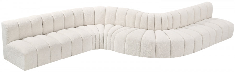 Meridian Furniture - Arc Boucle Leather 8 Piece Modular Sectional in Cream - 102Cream-S8C - GreatFurnitureDeal