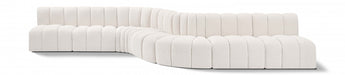 Meridian Furniture - Arc Boucle Leather 8 Piece Modular Sectional in Cream - 102Cream-S8C - GreatFurnitureDeal