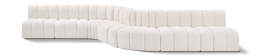 Meridian Furniture - Arc Boucle Leather 8 Piece Modular Sectional in Cream - 102Cream-S8C - GreatFurnitureDeal