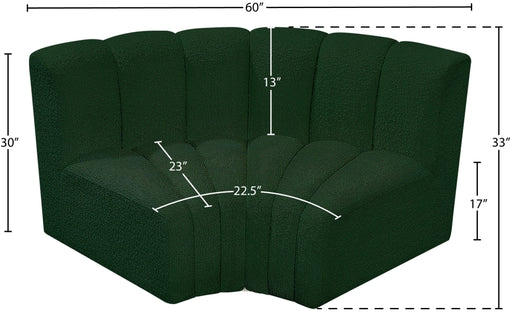 Meridian Furniture - Arc Vegan Leather Modular Sofa in Green - 102Green-S2B - GreatFurnitureDeal