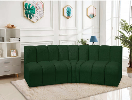 Meridian Furniture - Arc Vegan Leather Modular Sofa in Green - 102Green-S3B - GreatFurnitureDeal