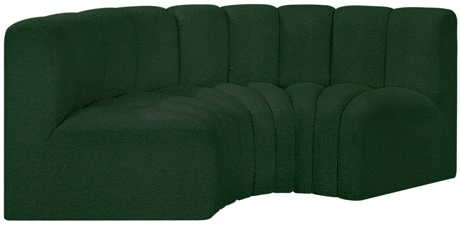 Meridian Furniture - Arc Vegan Leather Modular Sofa in Green - 102Green-S3C - GreatFurnitureDeal