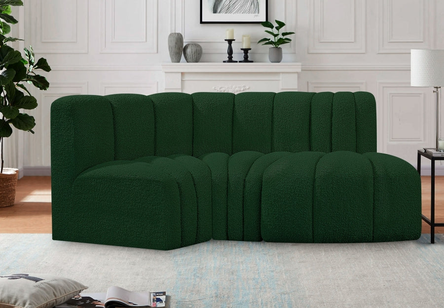 Meridian Furniture - Arc Vegan Leather Modular Sofa in Green - 102Green-S3D - GreatFurnitureDeal