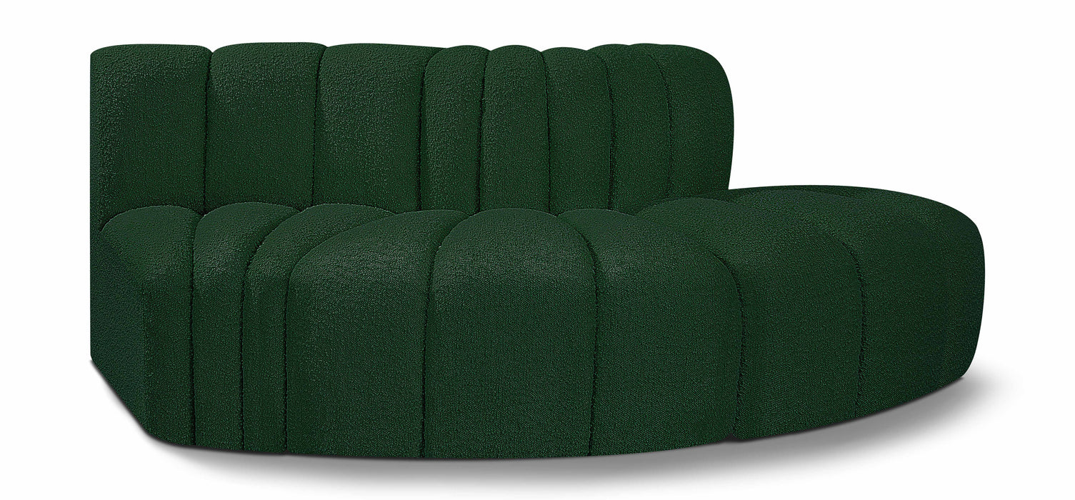 Meridian Furniture - Arc Vegan Leather Modular Sofa in Green - 102Green-S3E - GreatFurnitureDeal