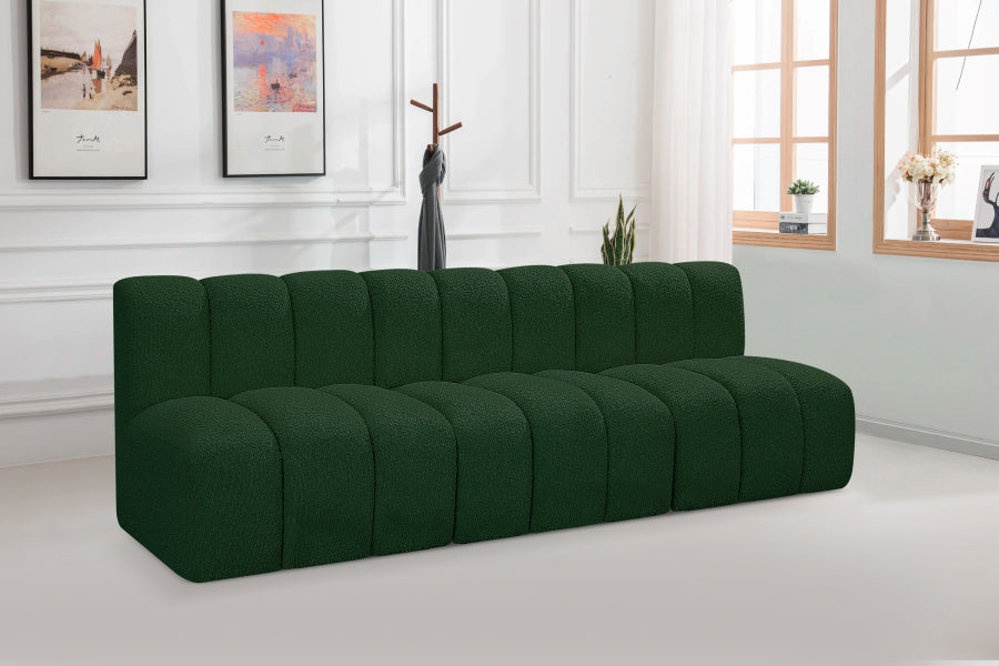 Meridian Furniture - Arc Vegan Leather Modular Sofa in Green - 102Green-S3F - GreatFurnitureDeal