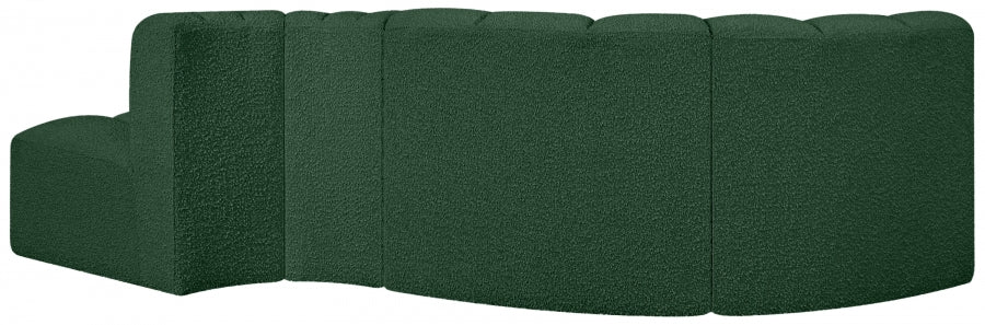 Meridian Furniture - Arc Vegan Leather 4 Piece Modular Sectional in Green - 102Green-S4D - GreatFurnitureDeal