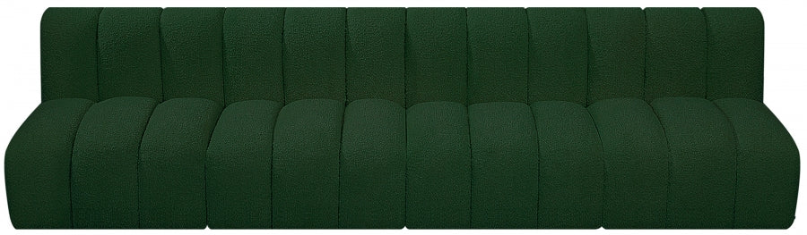 Meridian Furniture - Arc Vegan Leather 4 Piece Modular Sectional in Green - 102Green-S4E - GreatFurnitureDeal