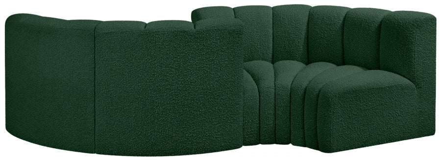 Meridian Furniture - Arc Vegan Leather 4 Piece Modular Sectional in Green - 102Green-S4F - GreatFurnitureDeal