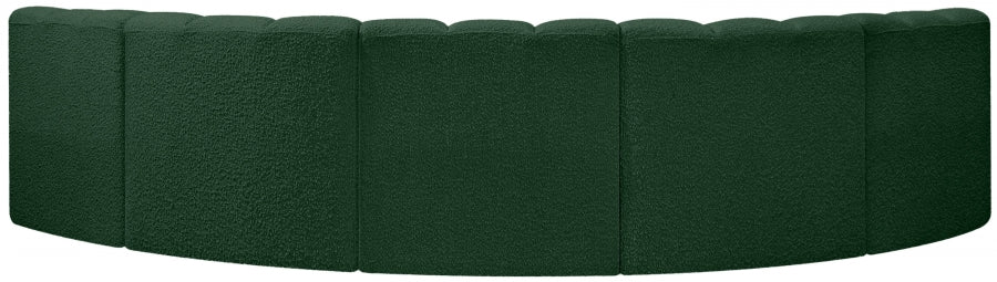 Meridian Furniture - Arc Boucle Leather 5 Piece Modular Sectional in Green - 102Green-S5A - GreatFurnitureDeal