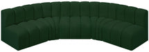 Meridian Furniture - Arc Boucle Leather 5 Piece Modular Sectional in Green - 102Green-S5A - GreatFurnitureDeal