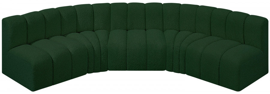 Meridian Furniture - Arc Boucle Leather 5 Piece Modular Sectional in Green - 102Green-S5A - GreatFurnitureDeal