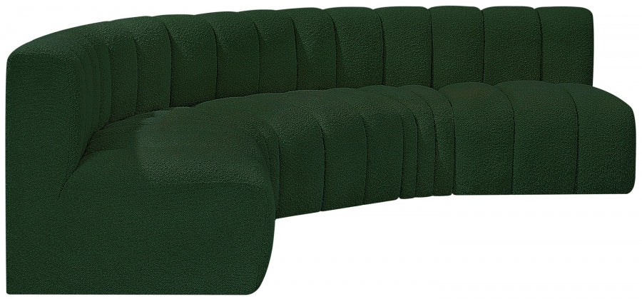 Meridian Furniture - Arc Boucle Leather 5 Piece Modular Sectional in Green - 102Green-S5A - GreatFurnitureDeal