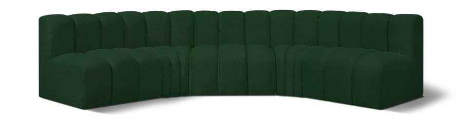 Meridian Furniture - Arc Boucle Leather 5 Piece Modular Sectional in Green - 102Green-S5A - GreatFurnitureDeal