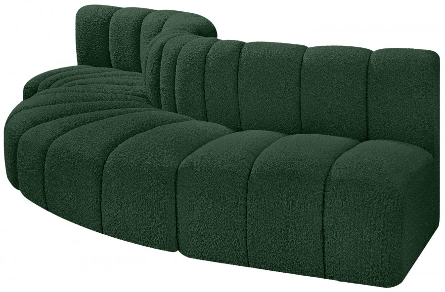 Meridian Furniture - Arc Boucle Leather 5 Piece Modular Sectional in Green -102Green-S5B - GreatFurnitureDeal