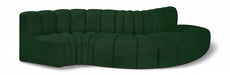 Meridian Furniture - Arc Boucle Leather 5 Piece Modular Sectional in Green -102Green-S5B - GreatFurnitureDeal