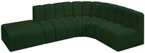 Meridian Furniture - Arc Boucle Leather 5 Piece Modular Sectional in Green - 102Green-S5C - GreatFurnitureDeal