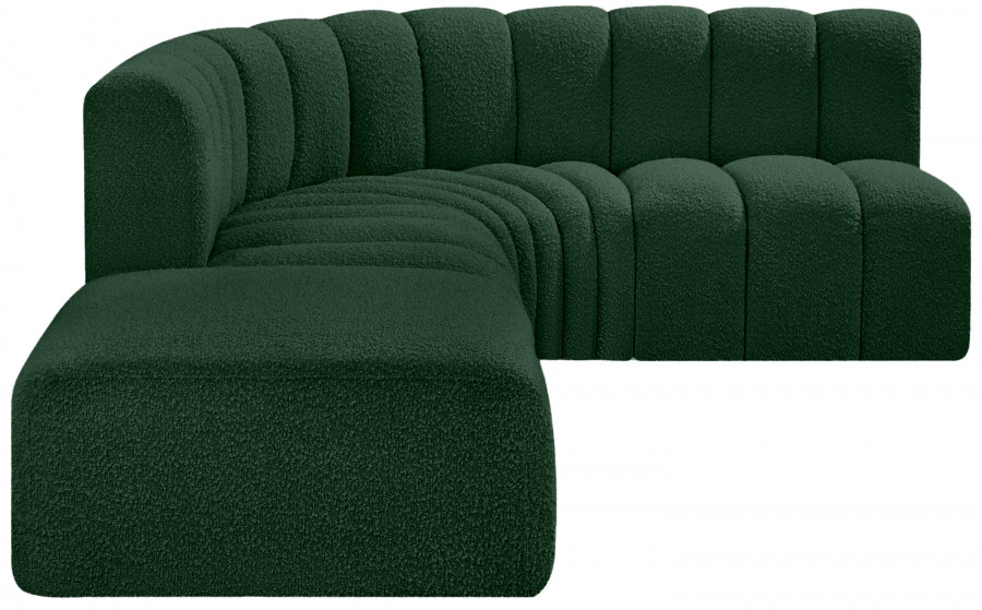 Meridian Furniture - Arc Boucle Leather 5 Piece Modular Sectional in Green - 102Green-S5C - GreatFurnitureDeal