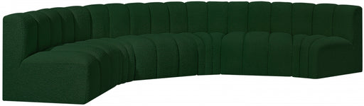 Meridian Furniture - Arc Boucle Leather 6 Piece Modular Sectional in Green - 102Green-S6B - GreatFurnitureDeal