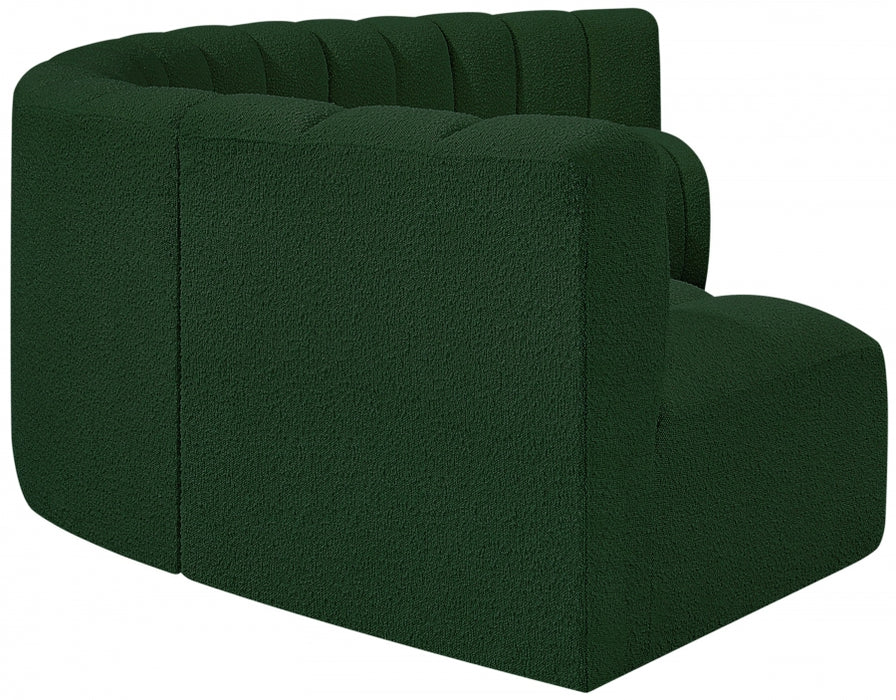 Meridian Furniture - Arc Boucle Leather 6 Piece Modular Sectional in Green - 102Green-S6B - GreatFurnitureDeal