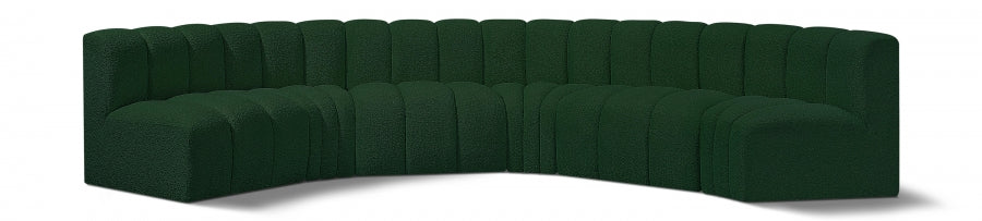 Meridian Furniture - Arc Boucle Leather 6 Piece Modular Sectional in Green - 102Green-S6B - GreatFurnitureDeal