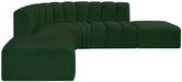 Meridian Furniture - Arc Boucle Leather 6 Piece Modular Sectional in Green - 102Green-S6C - GreatFurnitureDeal