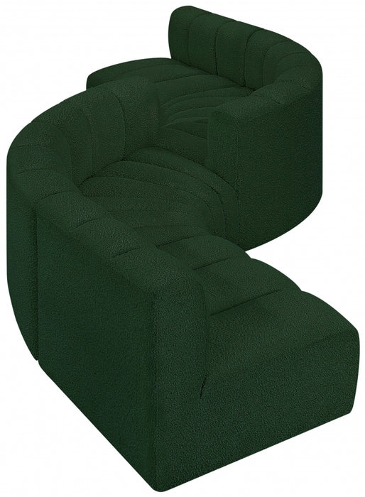 Meridian Furniture - Arc Boucle Leather 6 Piece Modular Sectional in Green - 102Green-S6D