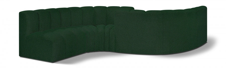 Meridian Furniture - Arc Boucle Leather 6 Piece Modular Sectional in Green - 102Green-S6D