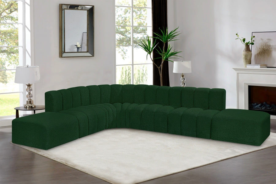 Meridian Furniture - Arc Boucle Leather 7 Piece Modular Sectional in Green - 102Green-S7A