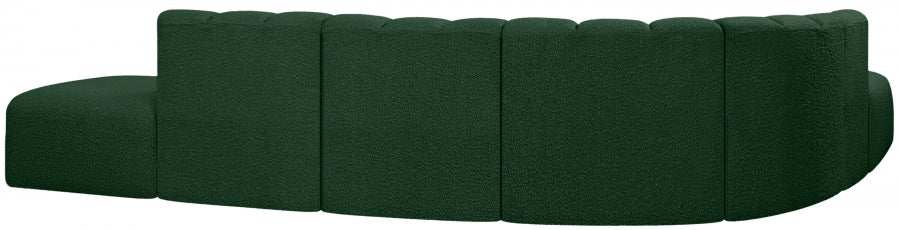 Meridian Furniture - Arc Boucle Leather 7 Piece Modular Sectional in Green - 102Green-S7A