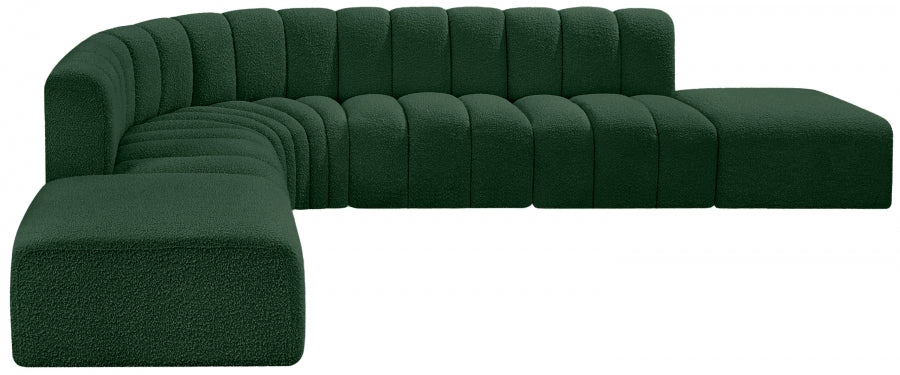 Meridian Furniture - Arc Boucle Leather 7 Piece Modular Sectional in Green - 102Green-S7A