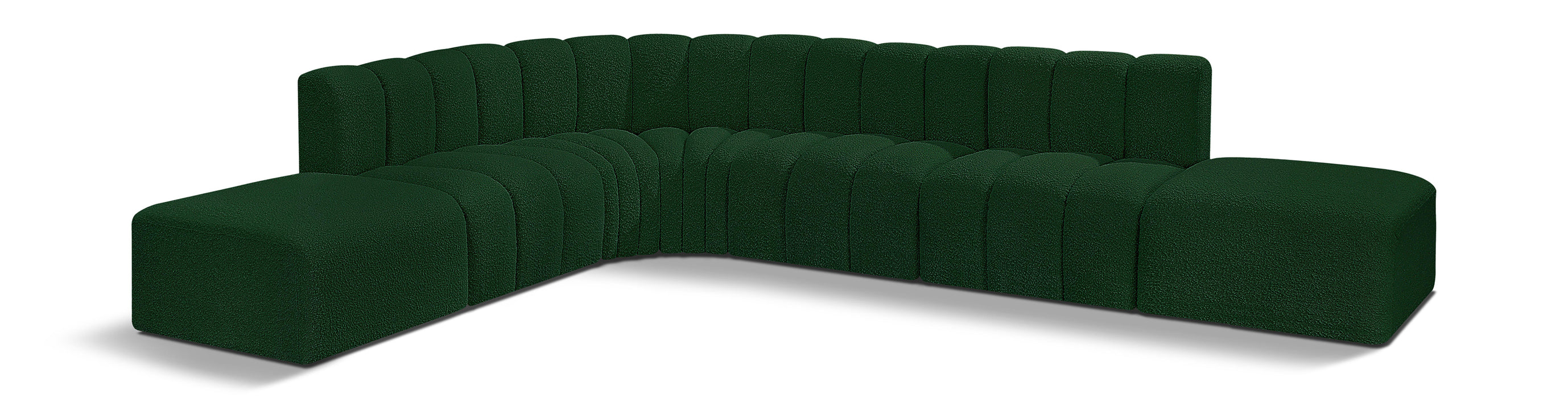 Meridian Furniture - Arc Boucle Leather 7 Piece Modular Sectional in Green - 102Green-S7A