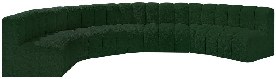 Meridian Furniture - Arc Boucle Leather 7 Piece Modular Sectional in Green - 102Green-S7B - GreatFurnitureDeal